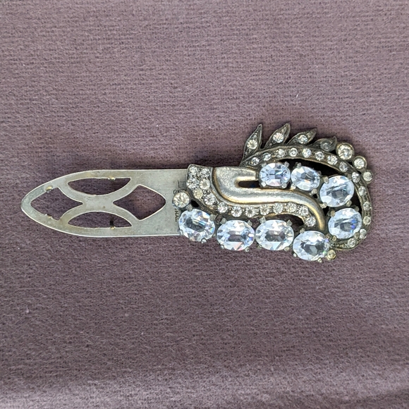 ⚡SOLD⚡Circa 1930s Vintage Eisenberg Original Jeweled Silver Tone Fur Clip - Picture 2 of 9